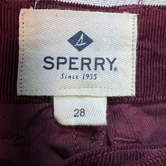 NWT Sperry Womens Bottom Microcord 5-Pocket Corduroy Pants 28 Maroon Slim Casual - Picture 2 of 11